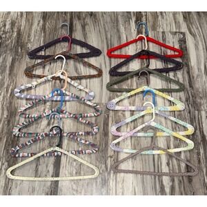 14 Vintage Retro handmade Yarn Crochet Plastic hangers Home Decor Organization
